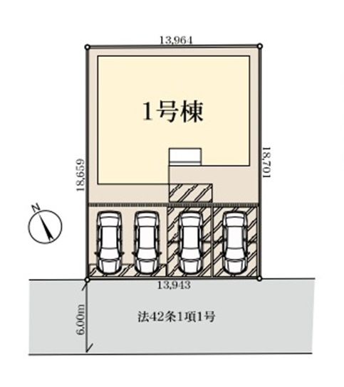 【仲介手数料無料】新築戸建　深谷市東方町5-17-13（全1棟）大型平屋住宅の区画図