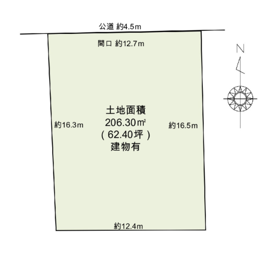 日進市岩崎町元井ゲ土地の土地図|土地面積206.30㎡（62.40坪）