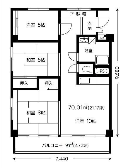新宿区西新宿８丁目の店舗事務所の間取り