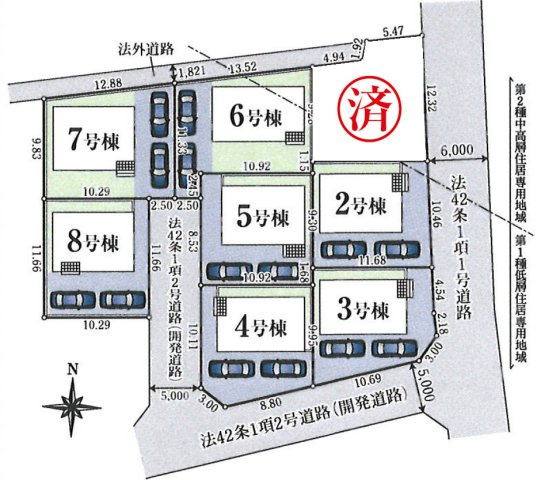 武蔵村山市中原第8　新築全8棟の区画図
