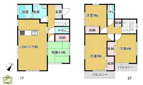 川口市北原台1丁目　中古一戸建ての間取り