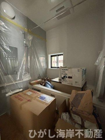 茅ヶ崎市東海岸南4丁目　新築戸建　全5棟の浴室|5月23日撮影　建築中　1坪タイプ　ユニットバス