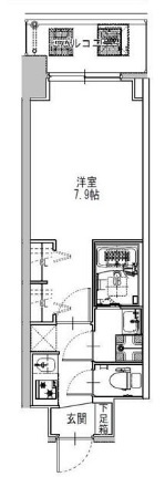 大阪市中央区松屋町住吉の賃貸マンションの間取り