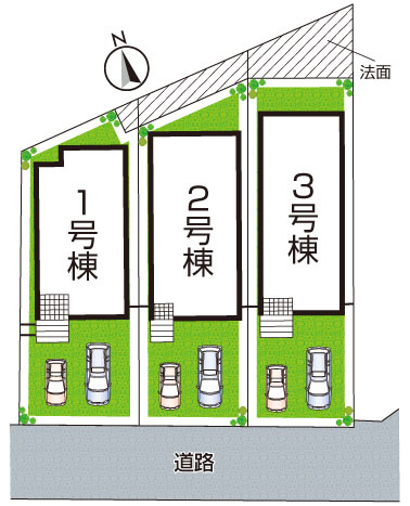 29日(土)30日(日)現地ご見学可能！　枚方市香里ケ丘　全3邸の区画図|全３区画