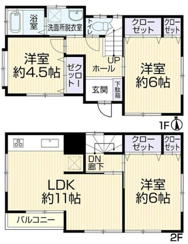 青梅市河辺町6丁目 中古戸建の間取り