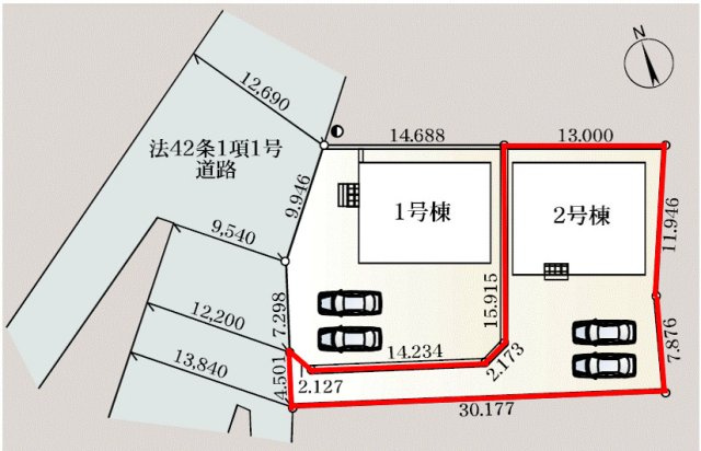 神川町植竹第３（全2棟）2号棟の区画図
