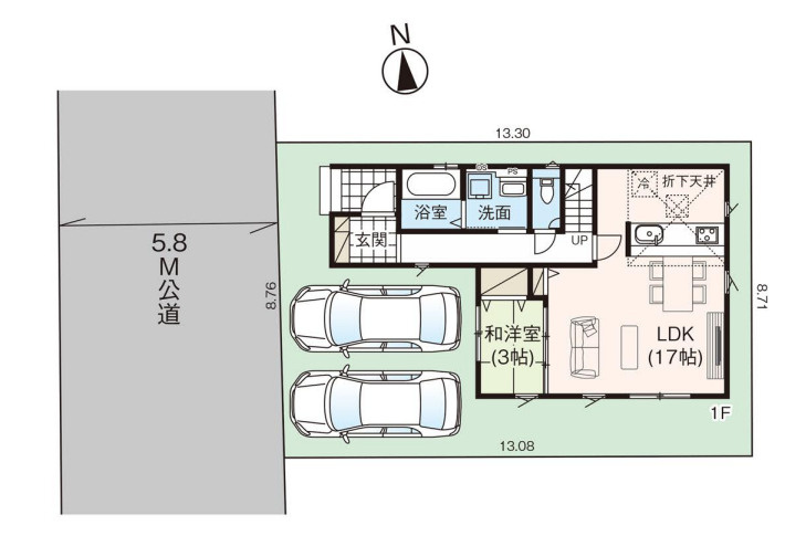 伊奈町大針　2期　新築一戸建て　グラファーレの区画図|1号棟