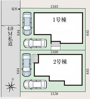 新座市西堀2丁目　新築一戸建　西武池袋線　東久留米の区画図