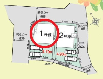 知立市八橋町01期　新築分譲住宅　全2棟　1号棟の区画図