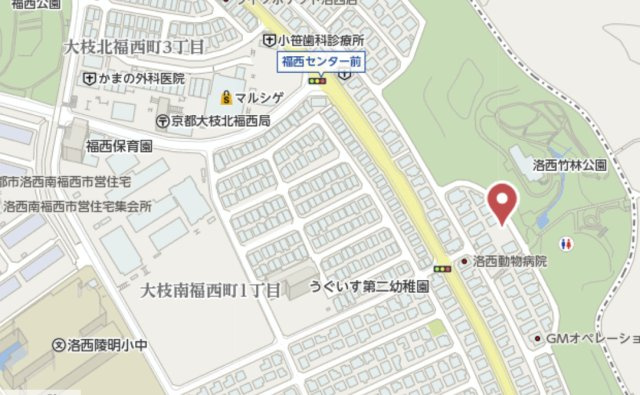京都市西京区大枝北福西町2丁目　新築戸建の地図