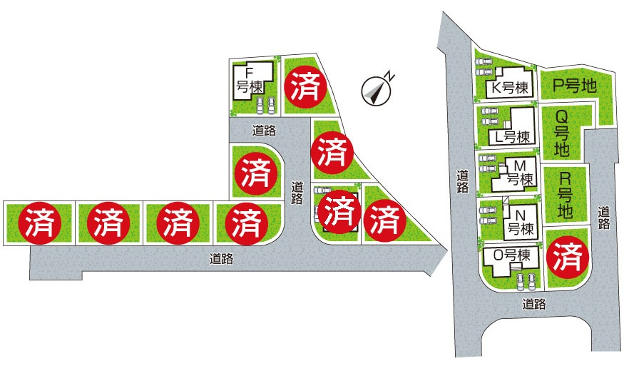 生駒市萩の台　全19邸の区画図|全19区画