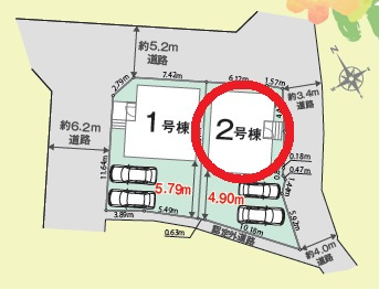 知立市八橋町01期　新築分譲住宅　全2棟　2号棟の区画図