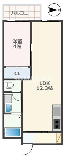 熊本市中央区上林町の賃貸マンションの間取り