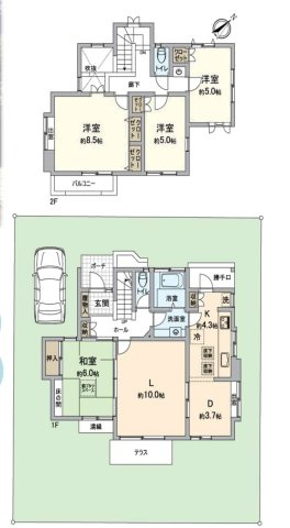 泉区西が岡3丁目 中古戸建 4320万円の間取り