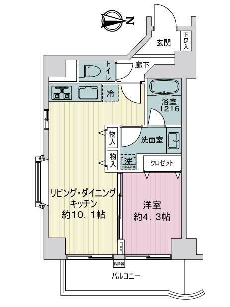 ルジェンテ・リベル上野稲荷町の間取り|ルジェンテ・リベル上野稲荷町：東向き角部屋！バス・トイレ別１ＬＤＫエアコン付きリノベーション物件は全居室収納が付いた収納豊富なお部屋です！