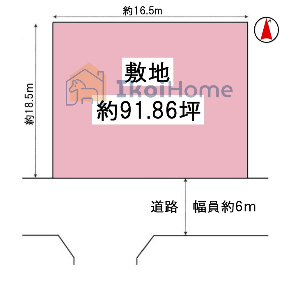 神戸市西区秋葉台３丁目　土地の土地図|●年中無休：当日予約可●敷地約91.86坪！南向き道路で幅員約6ｍございますので陽当り・通風良好！