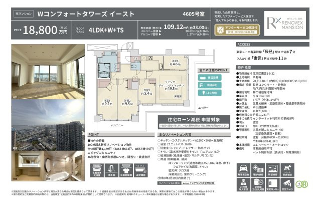 【その他】 | Wコンフォートタワーズイースト　仲介手数料無料＋90万円現金プレゼント中