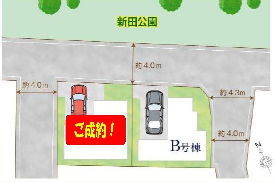 市川市新田１丁目新築戸建の区画図