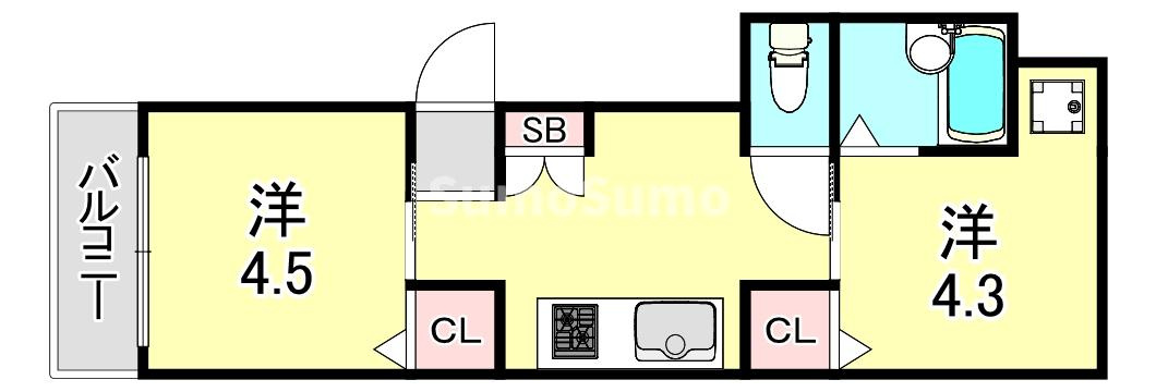 神戸市東灘区御影本町８丁目のアパートの間取り