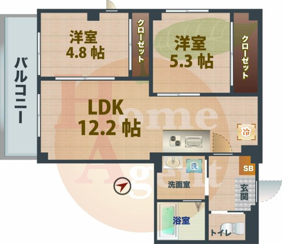 【間取り】 | ムサシヤレジデンス | 2LDKのお部屋です。