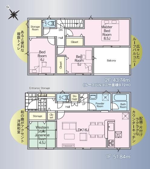 古河市中田第6　新築一戸建て　02　クレイドルガーデンの間取り|対面キッチンでお子様の様子を伺いながら料理出来ます♪