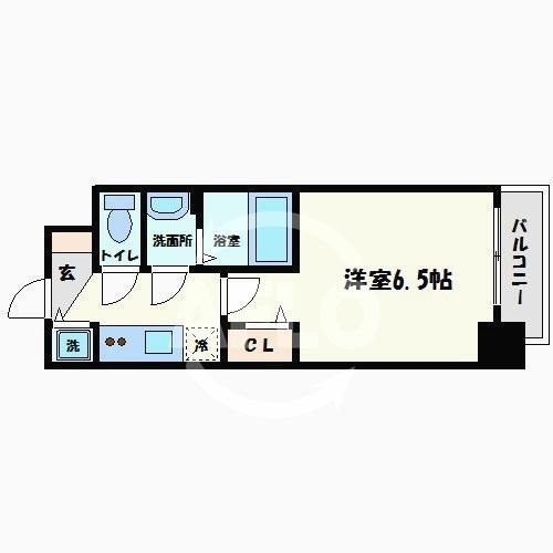 プレサンス松屋町駅前の間取り|プレサンス松屋町駅前　6.5帖のきれいな間取り