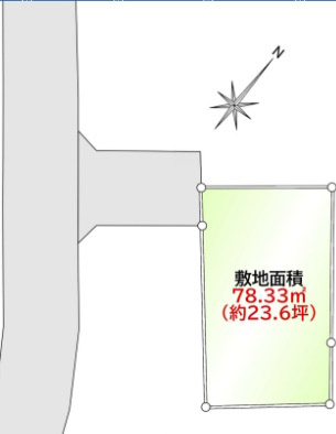 敷地面積23.6坪　売地　鶴ヶ島市五味ヶ谷