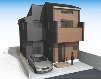 練馬区関町南3丁目　新築一戸建　西武新宿線　武蔵関の外観パース
