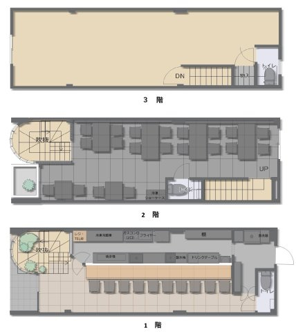 津山市小性町 ３階建 店舗の間取り