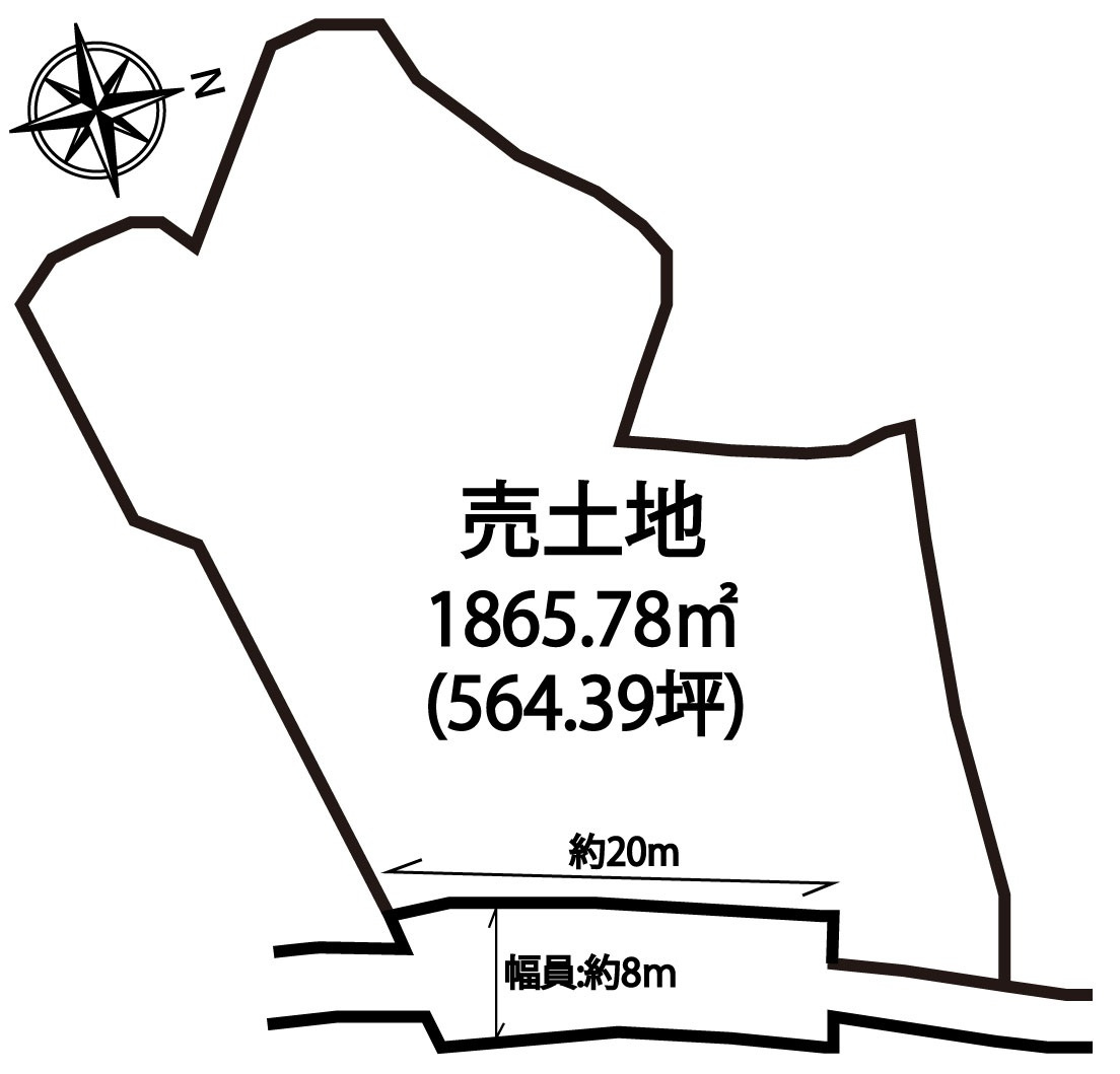 売主物件につき仲介手数料無料◆敷地広々５６４坪◆資材置き場や駐車場用地に最適◆京田辺市田辺茂ケ谷の土地図