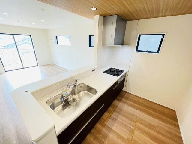 豊田第53野見山町　新築分譲住宅　全2棟　2号棟のキッチン|浄水器一体型水栓です。