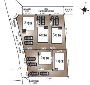 古河市大山第８　新築一戸建て　01　クレイドルガーデンの区画図|全５区画