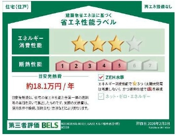 柏市高田新築戸建【柏第四小学校:5分】の省エネ性能ラベル|省エネ性能ラベル・ZEH水準