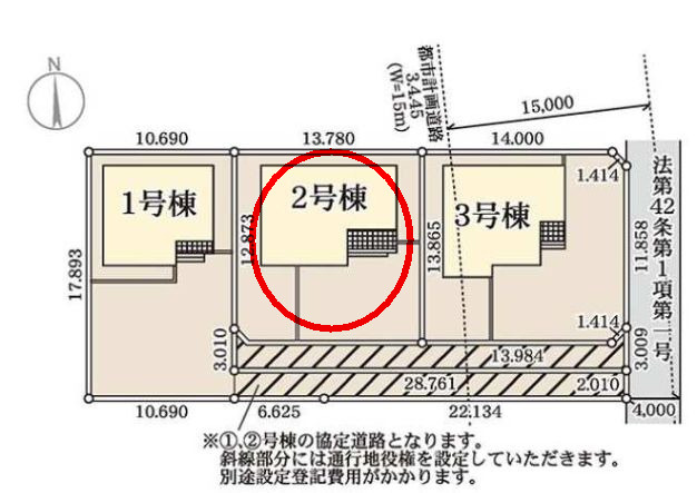 リーブルガーデンＳ第２前橋総社町植野　２号棟の区画図|駐車場並列３台以上ご用意しています！来客時も重宝しますよ♪