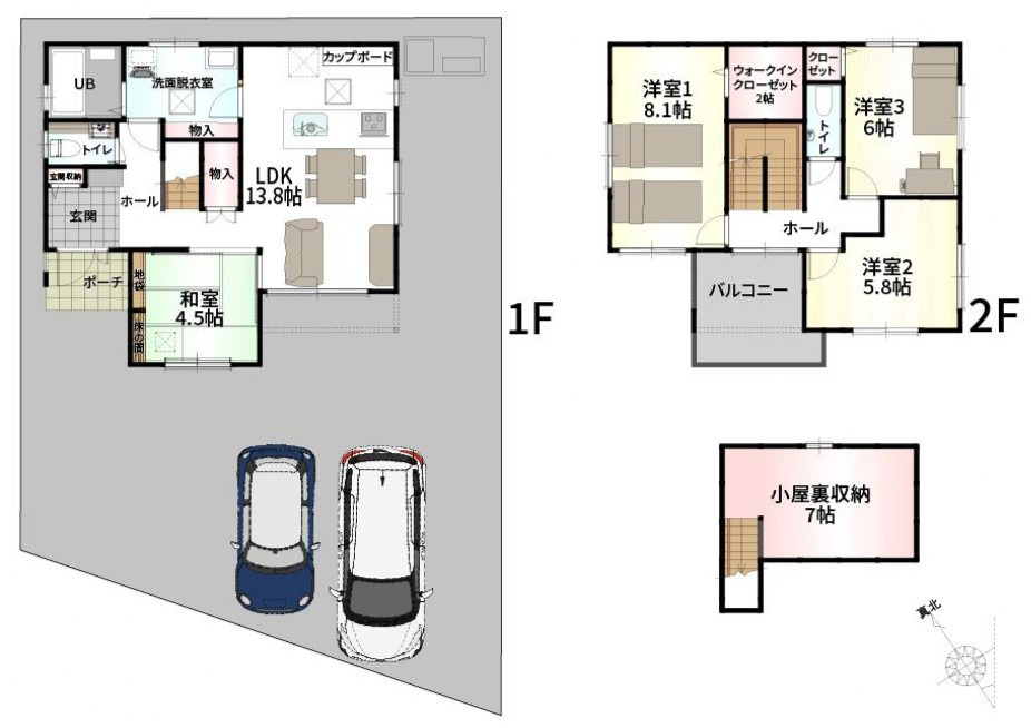 守山市小島町　新築戸建ての間取り