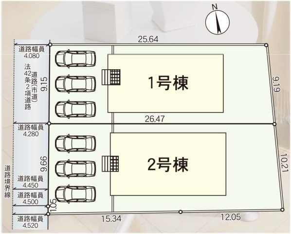 柳川市間 第2 2号棟の区画図