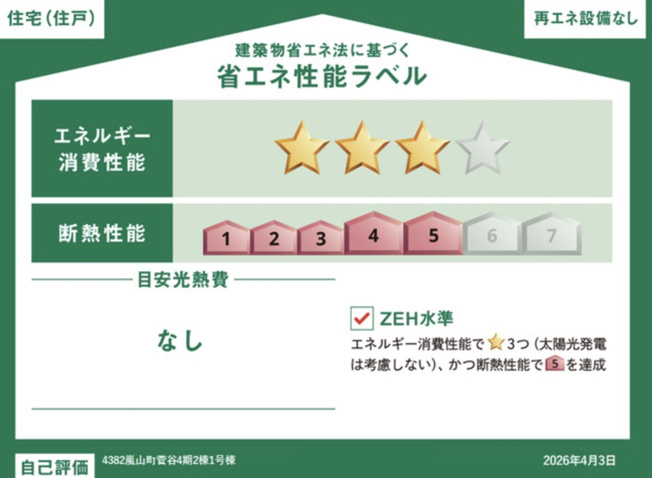 【省エネ性能ラベル】 | 嵐山町菅谷4期　GRAFARE　新築戸建　全2棟　1号棟