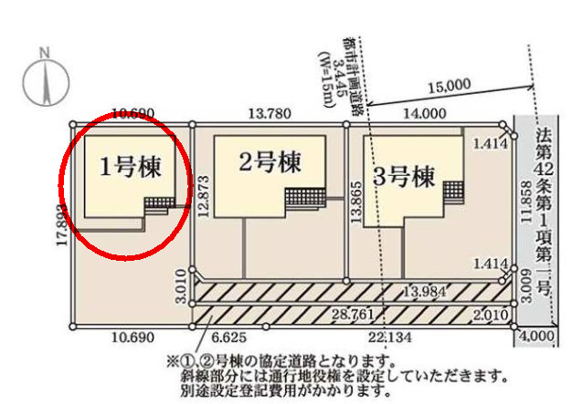 リーブルガーデンＳ第２前橋総社町植野　１号棟の区画図|駐車場並列３台以上ご用意しています！来客時も重宝しますよ♪