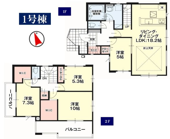 【LIGARE】宇都宮市双葉 第5期 全2棟の間取り|〇1号棟〇
4LDK+SIC+2WIC+カースペース3台