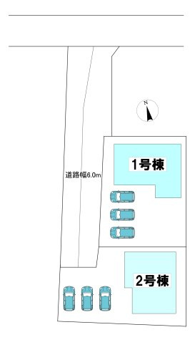 【同施工物件ご案内可】東海市富木島町南島　全2棟の区画図|全体区画数｜全2棟
◆駐車3台可能！(但し、車種による)
◎まずは、お気軽にお問い合わせください。現地を案内しながら周辺環境も見て頂けます。