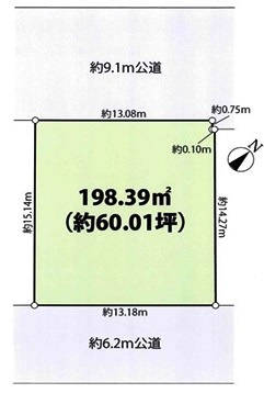 鶴ヶ島市脚折　建築条件なし売地　東武東上線『若葉駅』徒歩15分　の区画図