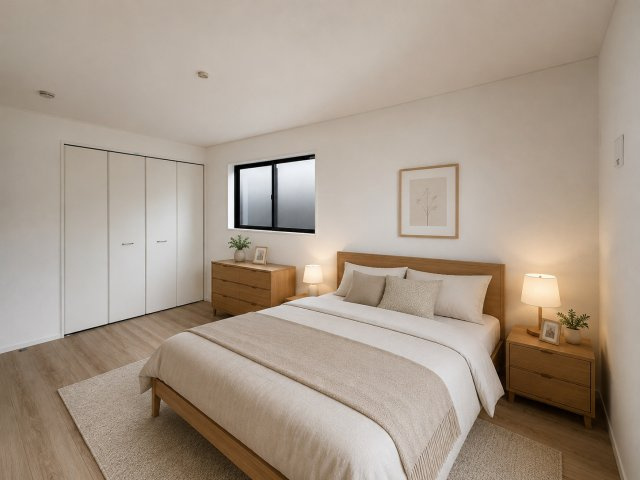 大和高田市築山第５の寝室|洋室7帖　寝室にぴったり（画像の家具はAIによって作成したものです）