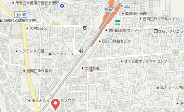 向日市上植野町山ノ下　新築戸建の地図