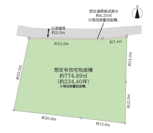 敷地面積236坪　売地　川越市豊田本二丁目②