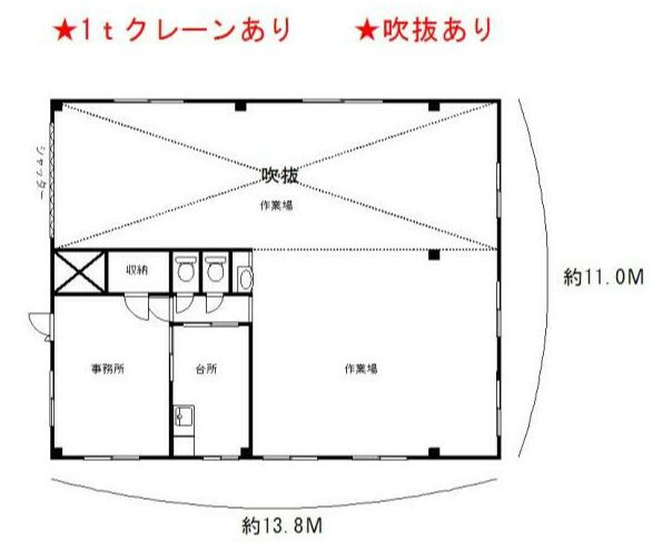 川越市大字府川の倉庫の間取り