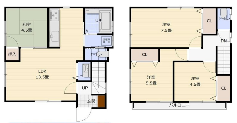 須磨区川上町１丁目　中古戸建ての間取り