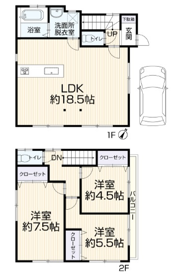 須磨区川上町１丁目　中古戸建ての間取り