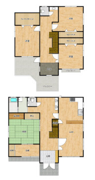 【並列駐車3台可】高知市大津甲　中古一戸建ての間取り|全室6帖以上のゆとりある5LDK。家族が増えても安心。
