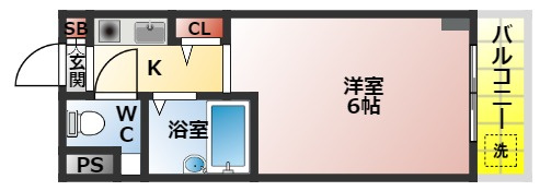 ブルグリンコート香里園の間取り|１Ｋの間取り