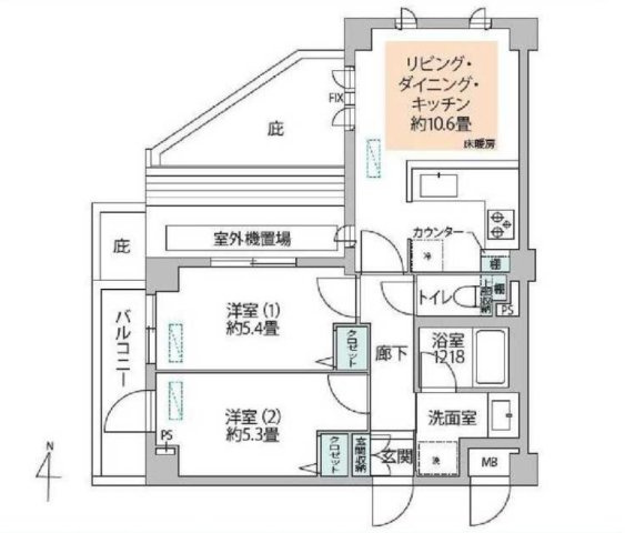 コスモ小竹向原アーバンフォルムの間取り